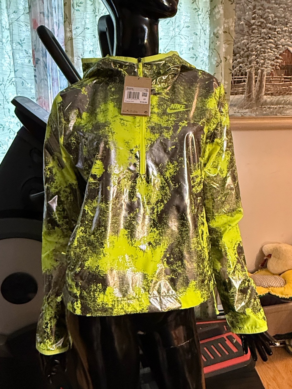 Nike Neon Yellow Reflective Hooded Rain Jacket for Kids